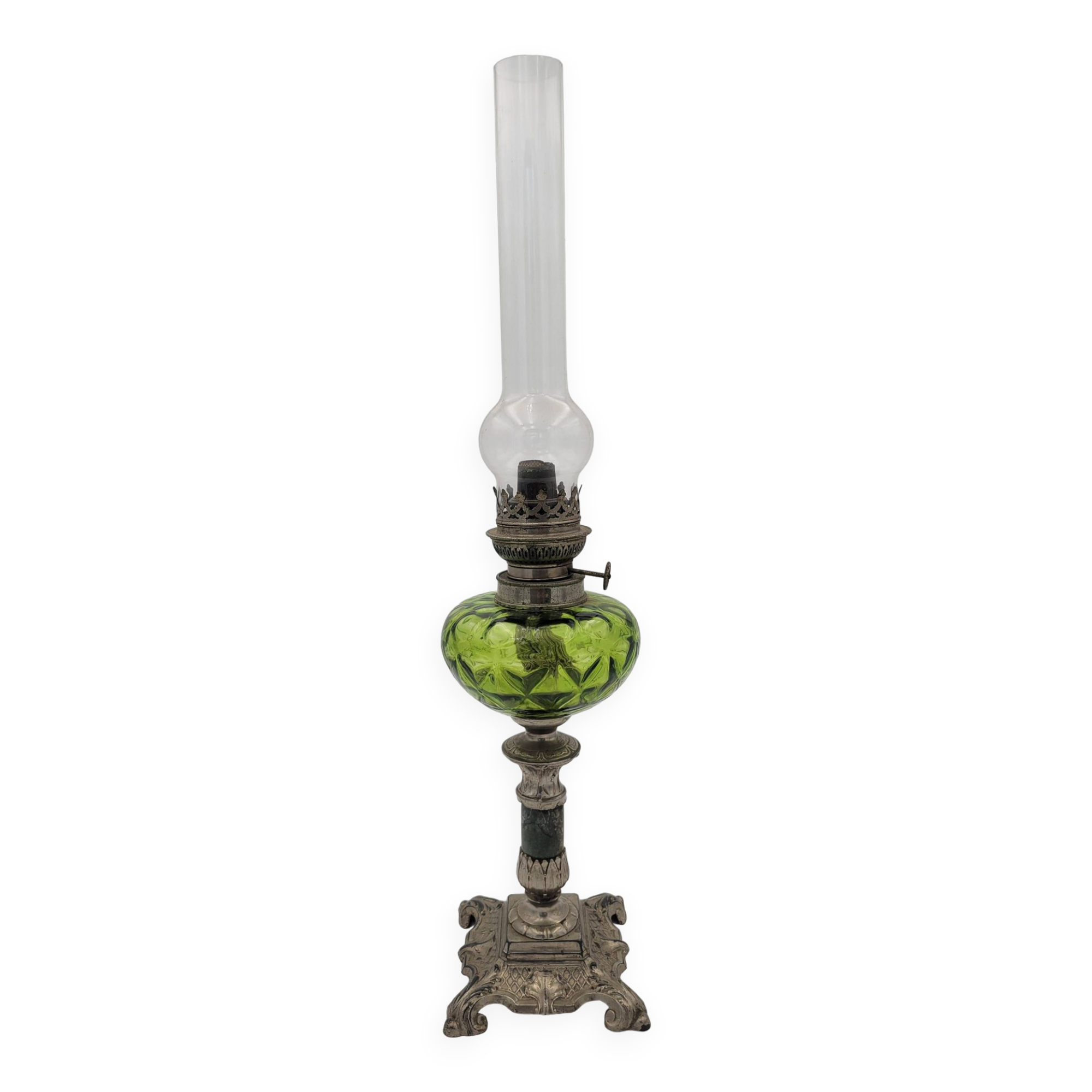Green vintage oil lamp