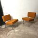 Paire de chauffeuses vintage orange 1970