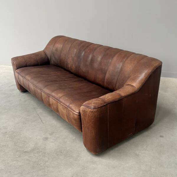Vintage De Sede DS44 3 seat sofa with ottoman, 1970s