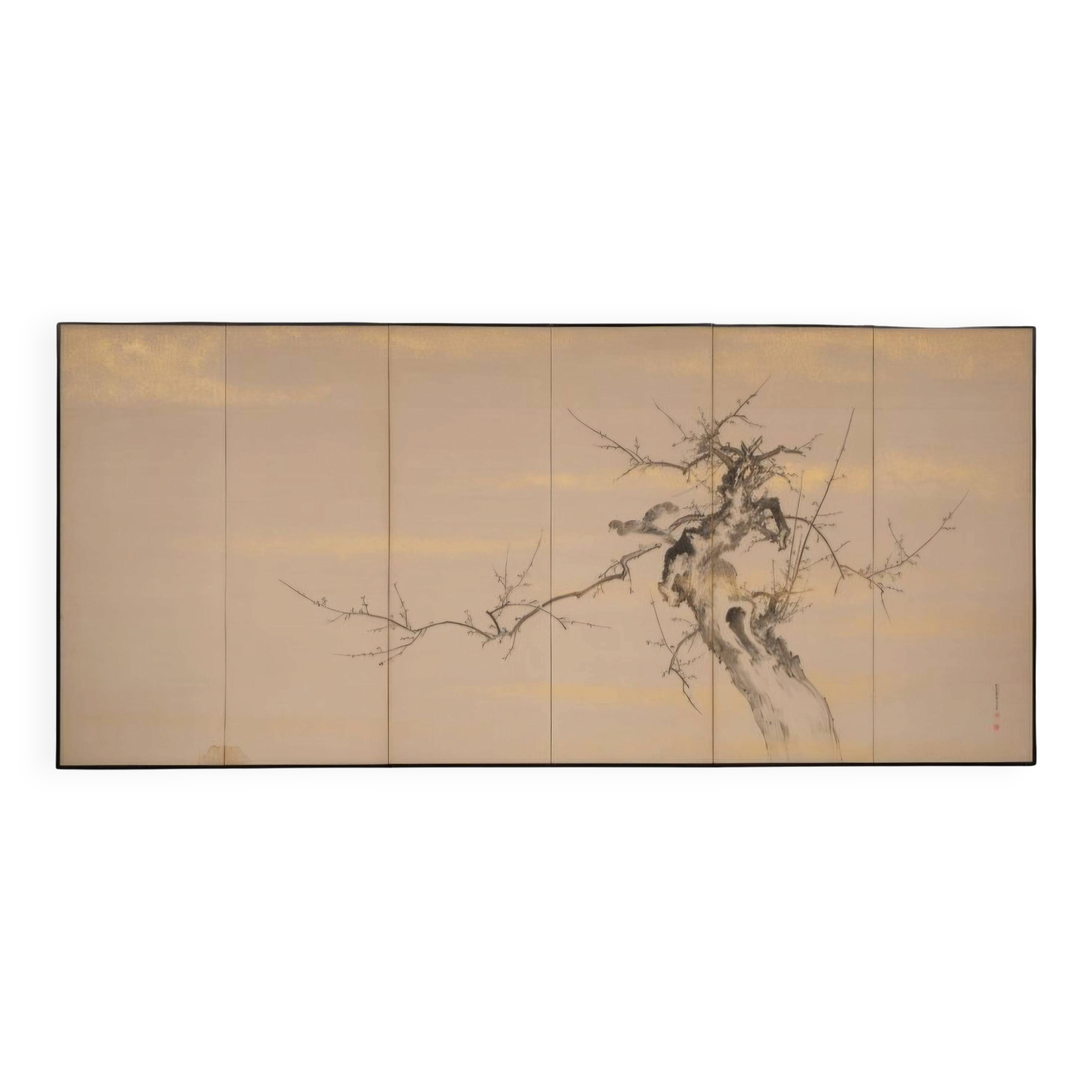 Beautiful Japanese Folding Screen / Byôbu, Six Panels, Taisho / Early 20th Century