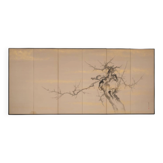 Beautiful Japanese Folding Screen / Byôbu, Six Panels, Taisho / Early 20th Century