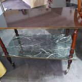 Desserte roulante vintage formica effet marbre