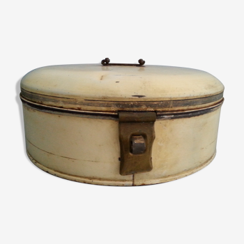 Vintage metal hat box