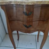 Rosewood nightstand. Marble top. 2 Drawers.