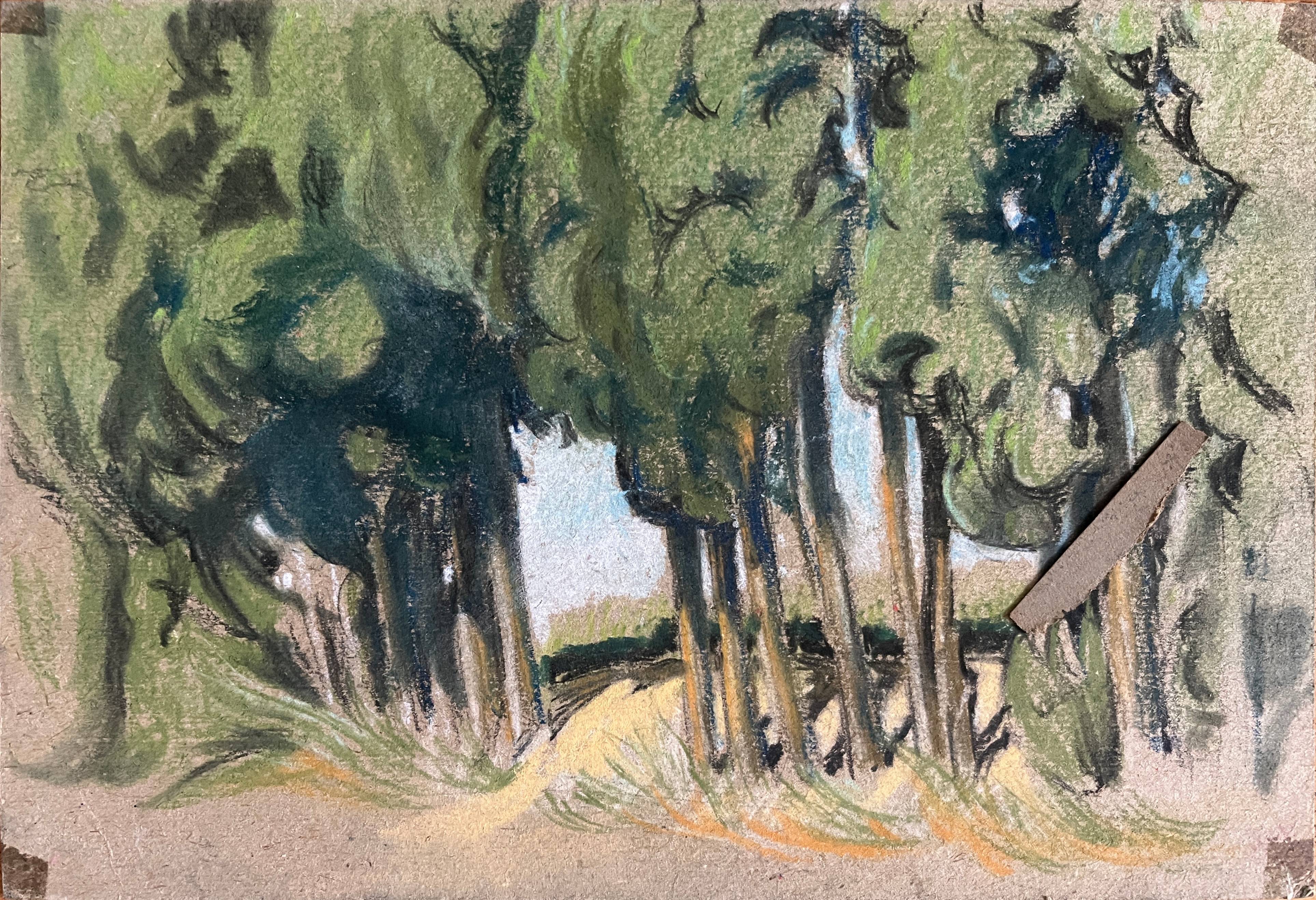 Paintings set of 4 drawings by Ed. Pannetier (1884-1965) Provence Côte d'Azur