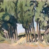 Paintings set of 4 drawings by Ed. Pannetier (1884-1965) Provence Côte d'Azur