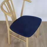 Vega chair by Reydeberg blue alcantara top light oak frame 1990 Denmark
