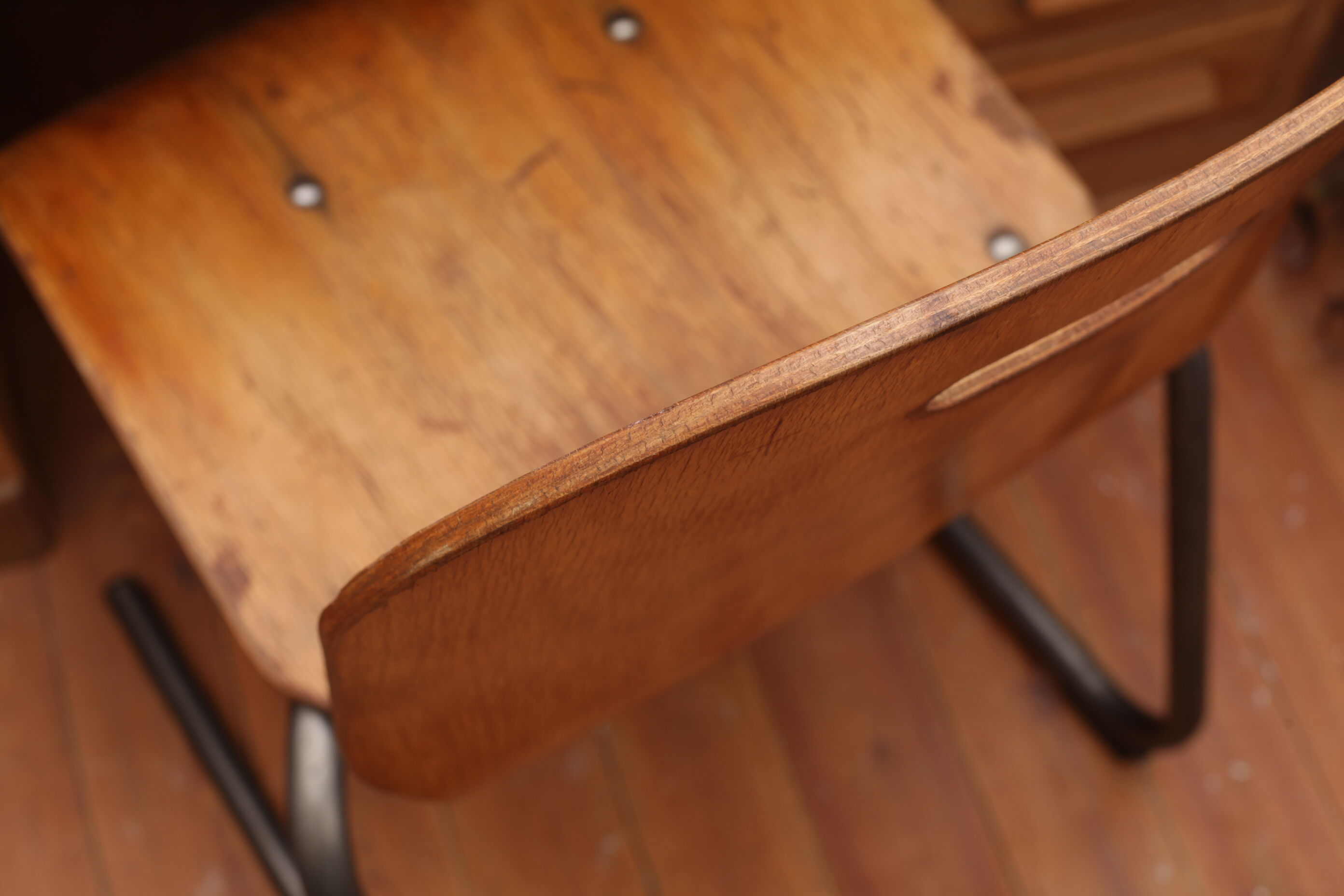 Chair, wood, handle and smoked metal