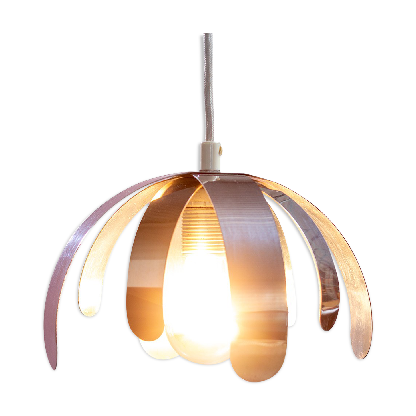 Plafonnier moderniste chromé vers 1970 France