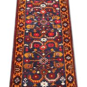 Traditional blue tribal runner rug handmade oriental wool carpet runner 140x215cm