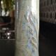 Signed chiseled and glazed stoneware roller/tube vase