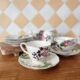 Set of fine porcelain tea cups & saucers 222 FIFTH "Wild Flower"