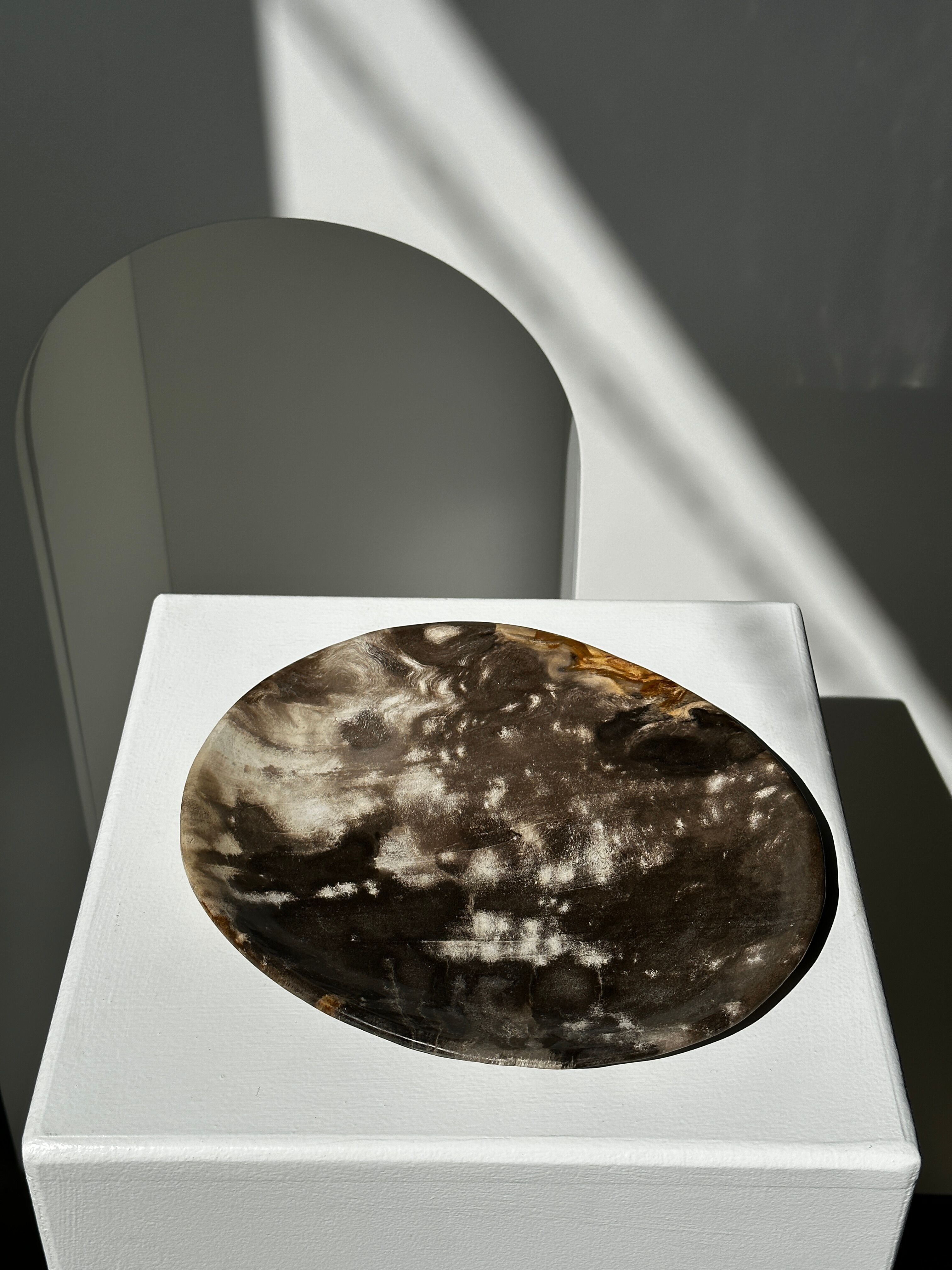 Dish in petrified wood