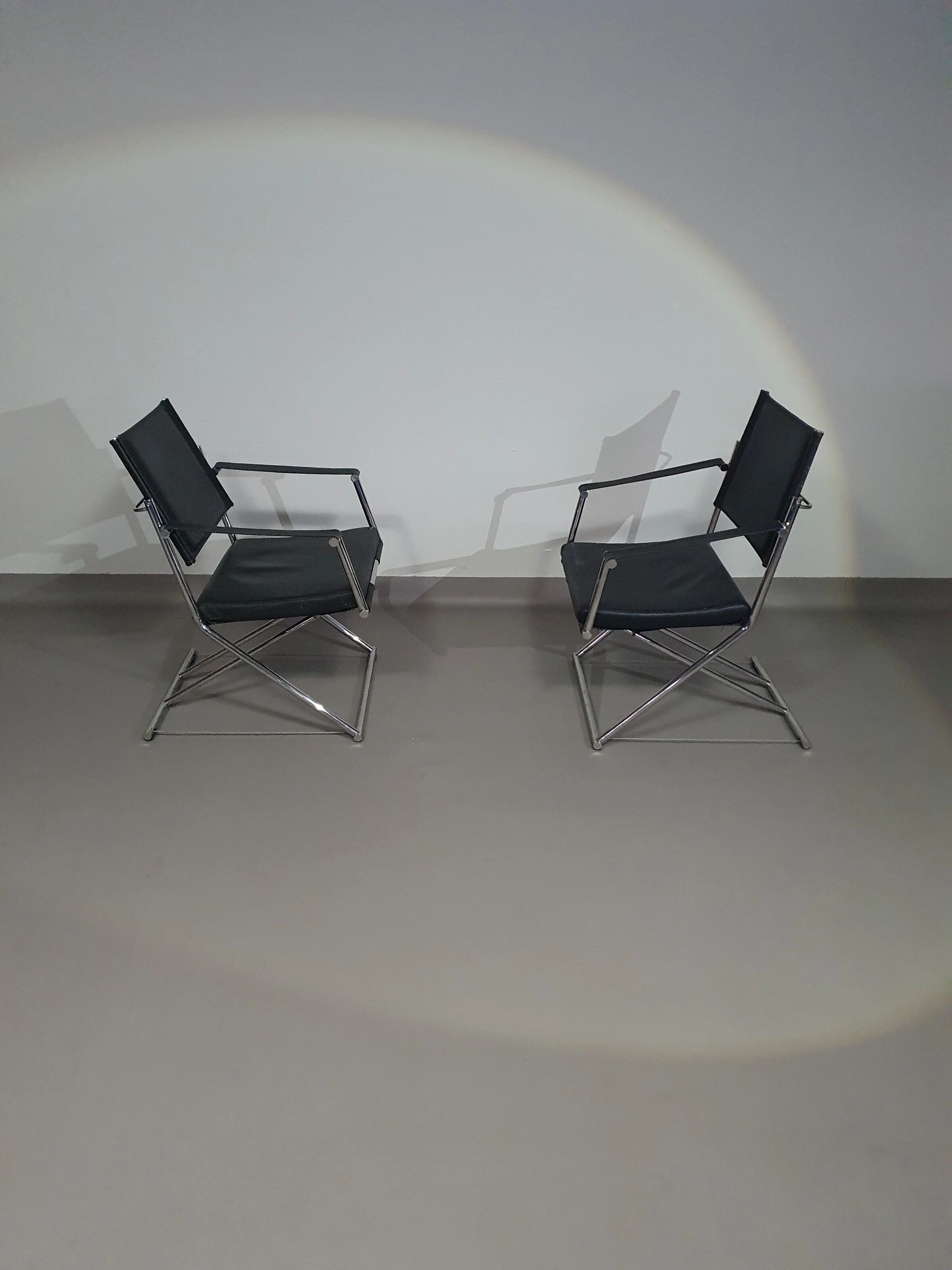 2 leather chrome folding chairs