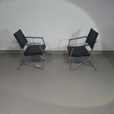 2 leather chrome folding chairs