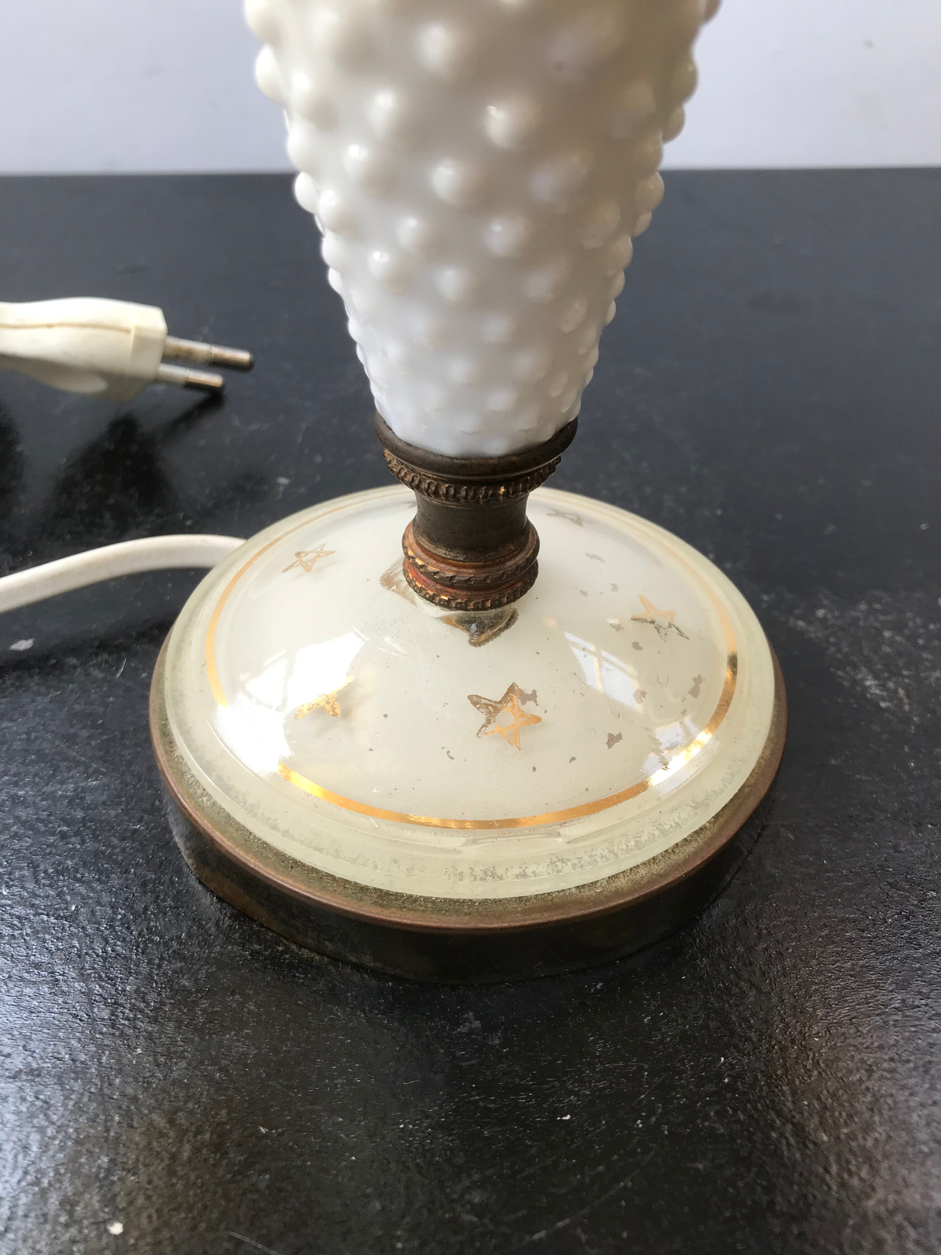 Former Laiton Body Lamp - Glass - White Opaline - Vintage Lampshade