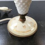 Lampe corps laiton & verre opaline blanc  abat-jour  vintage