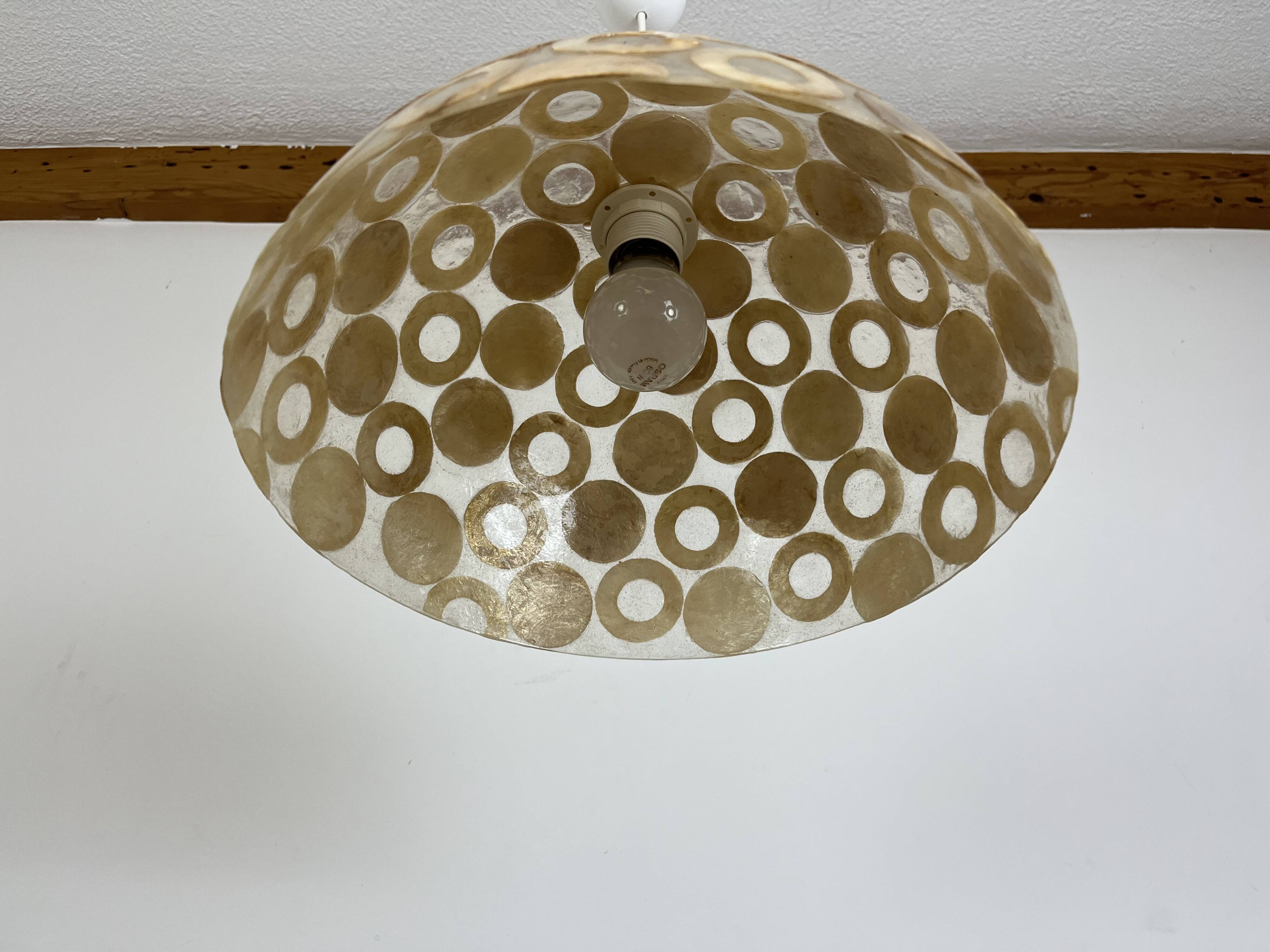 Vintage mother-of-pearl and resin pendant light, 1970s
