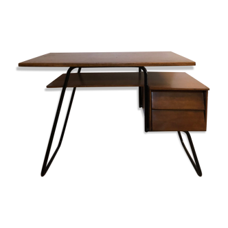 Vintage wood and metal desk, 50s