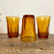 6 vintage amber glasses