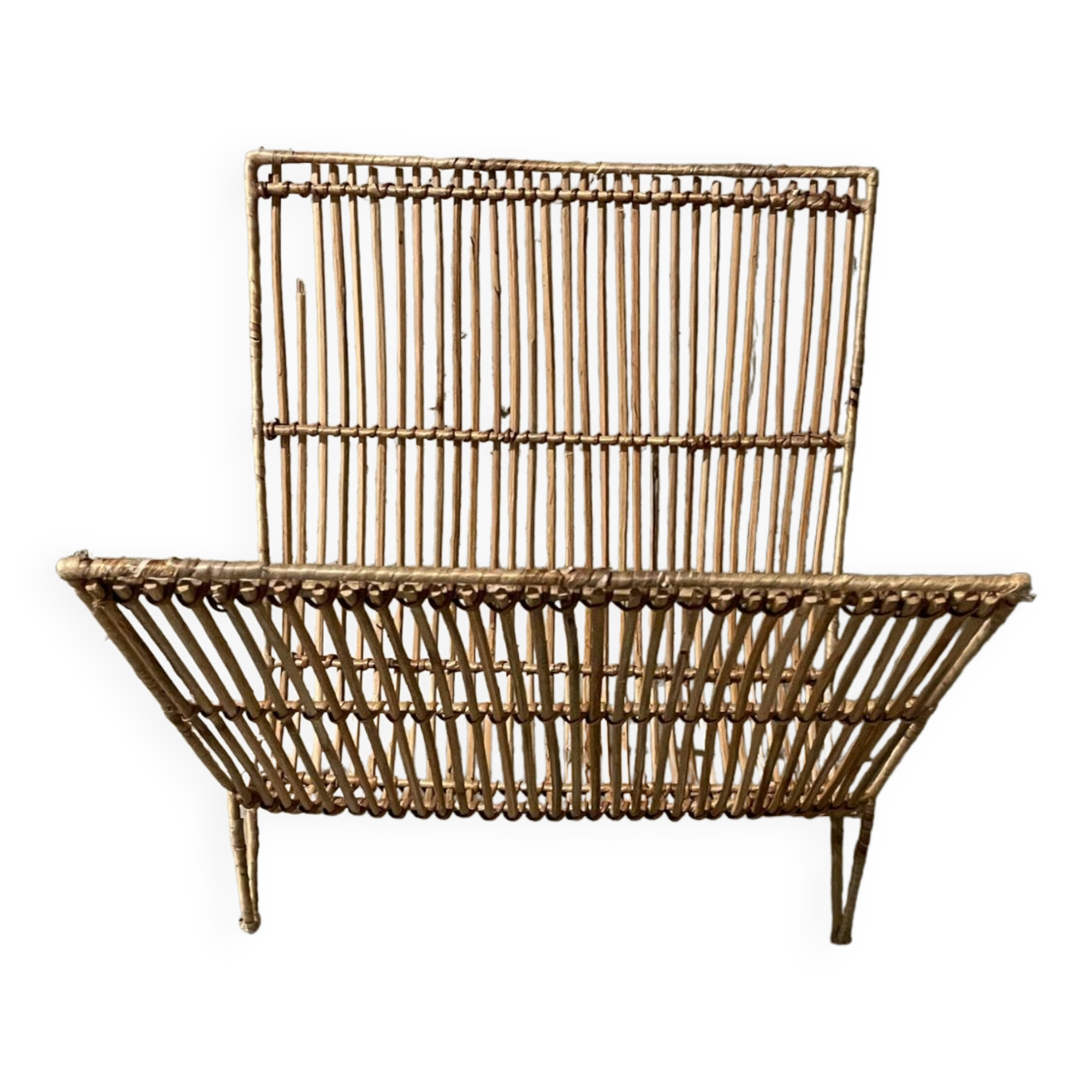Rattan magazine rack from the 60s