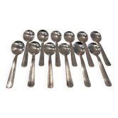 12 silver-plated metal ice scoops, Art Deco style, silversmith SOH