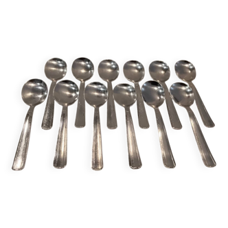12 silver-plated metal ice scoops, Art Deco style, silversmith SOH