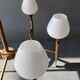 Chandelier in gilded brass and white opalines with 6 lights 1960.