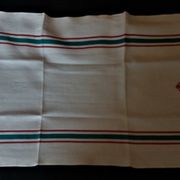 Set of ten antique cotton honeycomb towels hand-embroidered figure