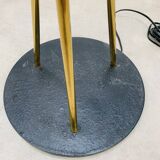 Floor lamp 3 arms 50 years brass and black lacquer for house Arlus
