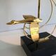 Brass Table Lamp with Wild Goose Flight, French Work, circa 1970