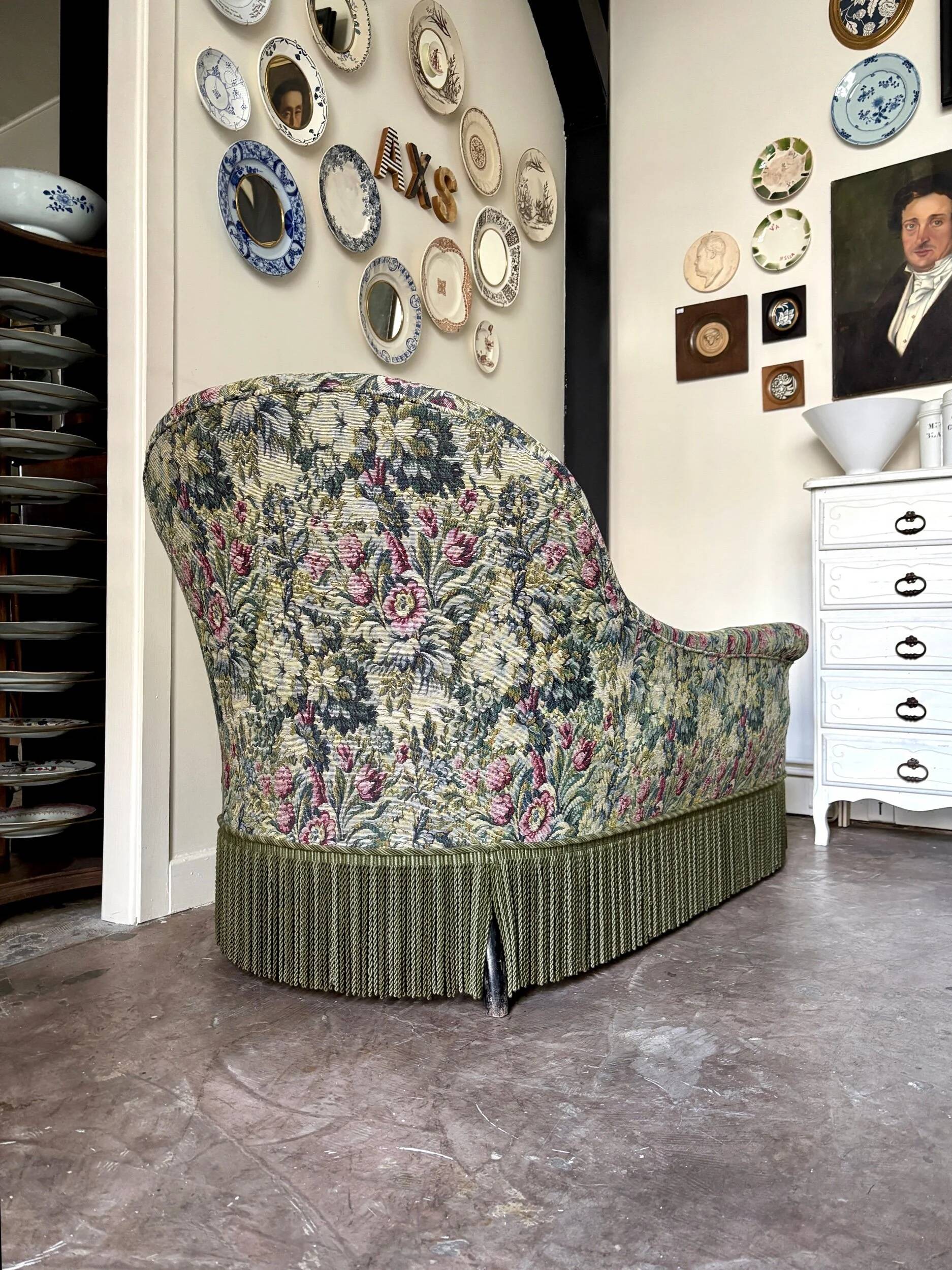 Floral cotton jacquard chaise longue