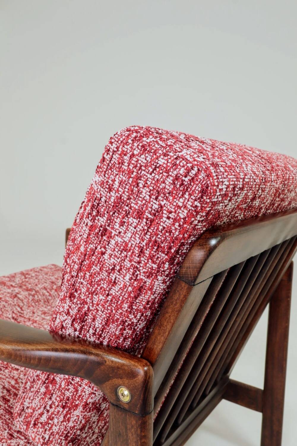 Scandinavian armchair red lobster mid century modern design 1965