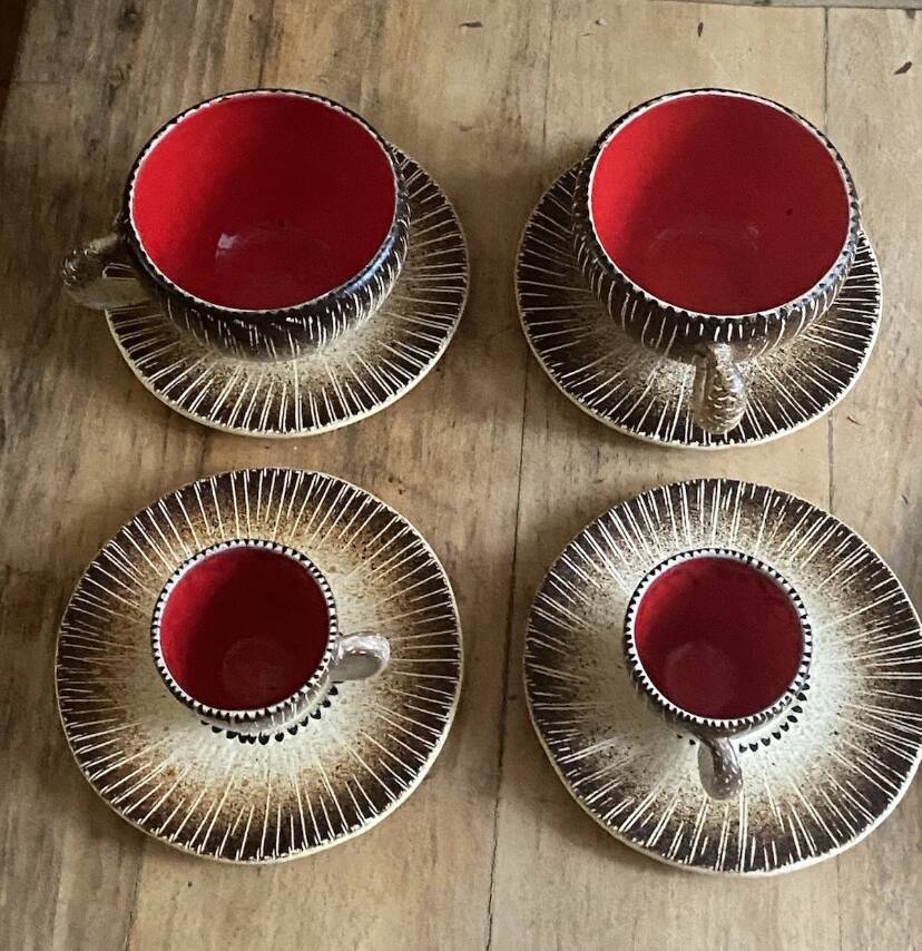 Mushroom-shaped earthenware service by Bruno Dose, vintage 1960s