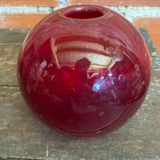 Vintage 1970s Murano Red Bubble Glass Ball Vase Soliflore