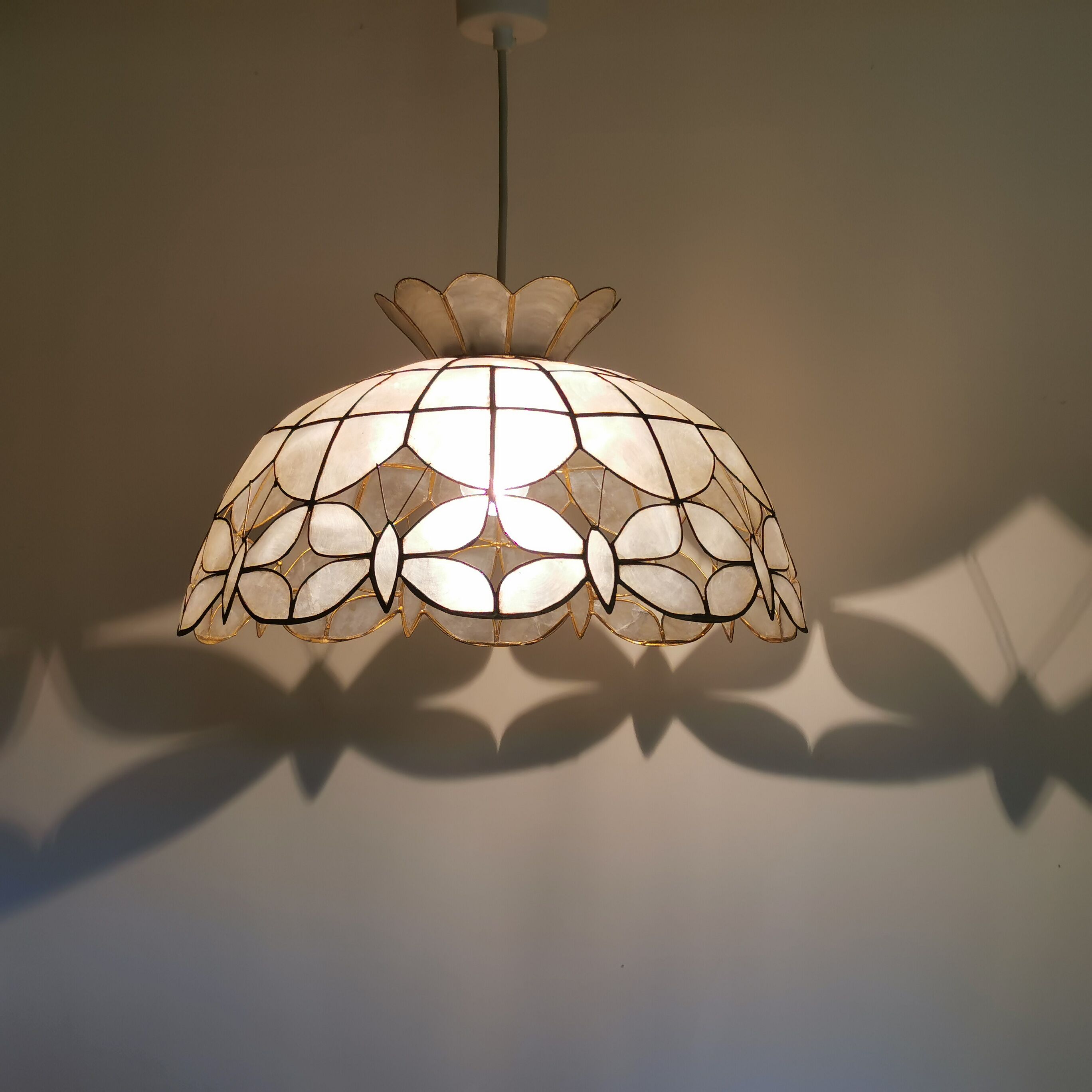 Mother-of-pearl "butterfly" hanging lamp