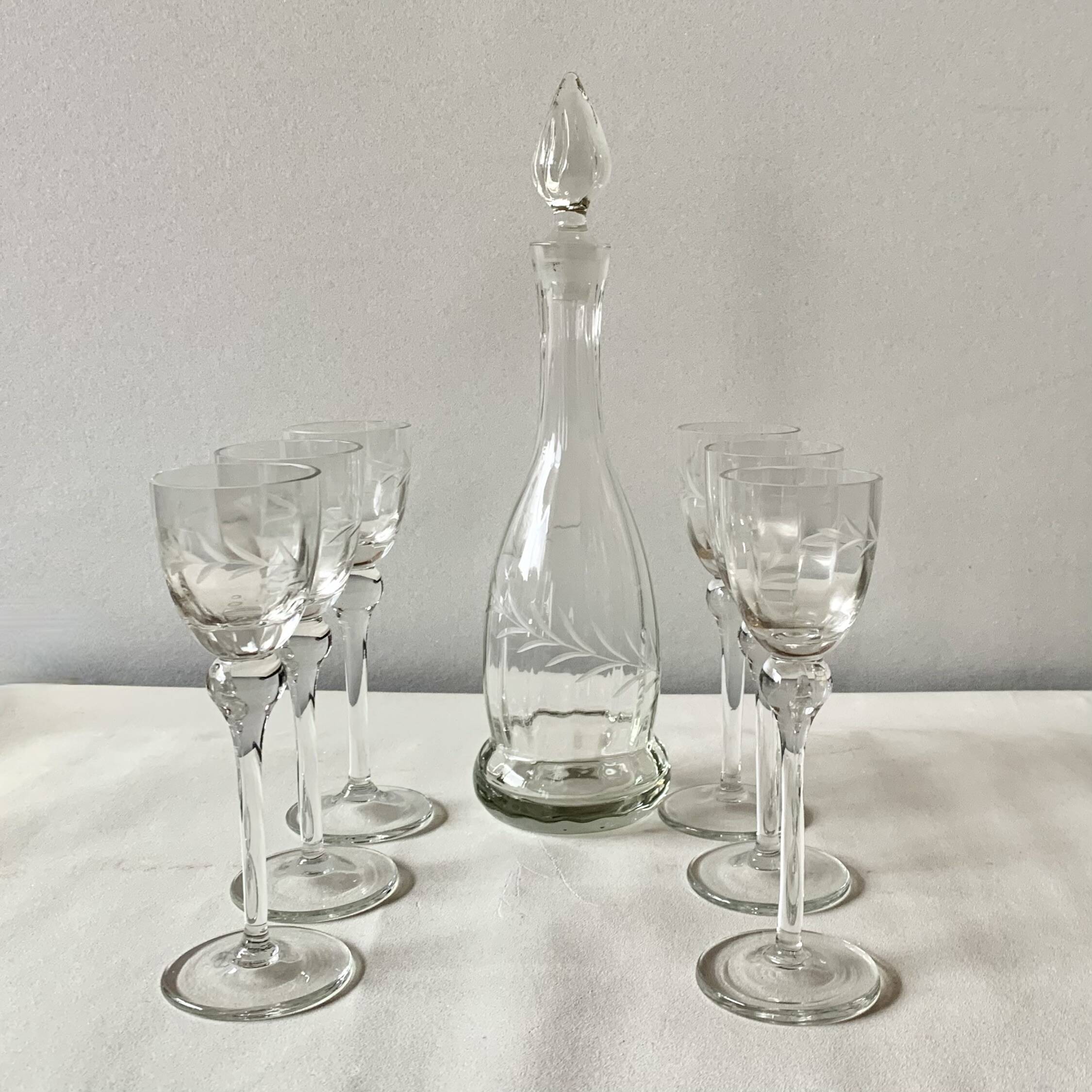 Old cut crystal liquor service