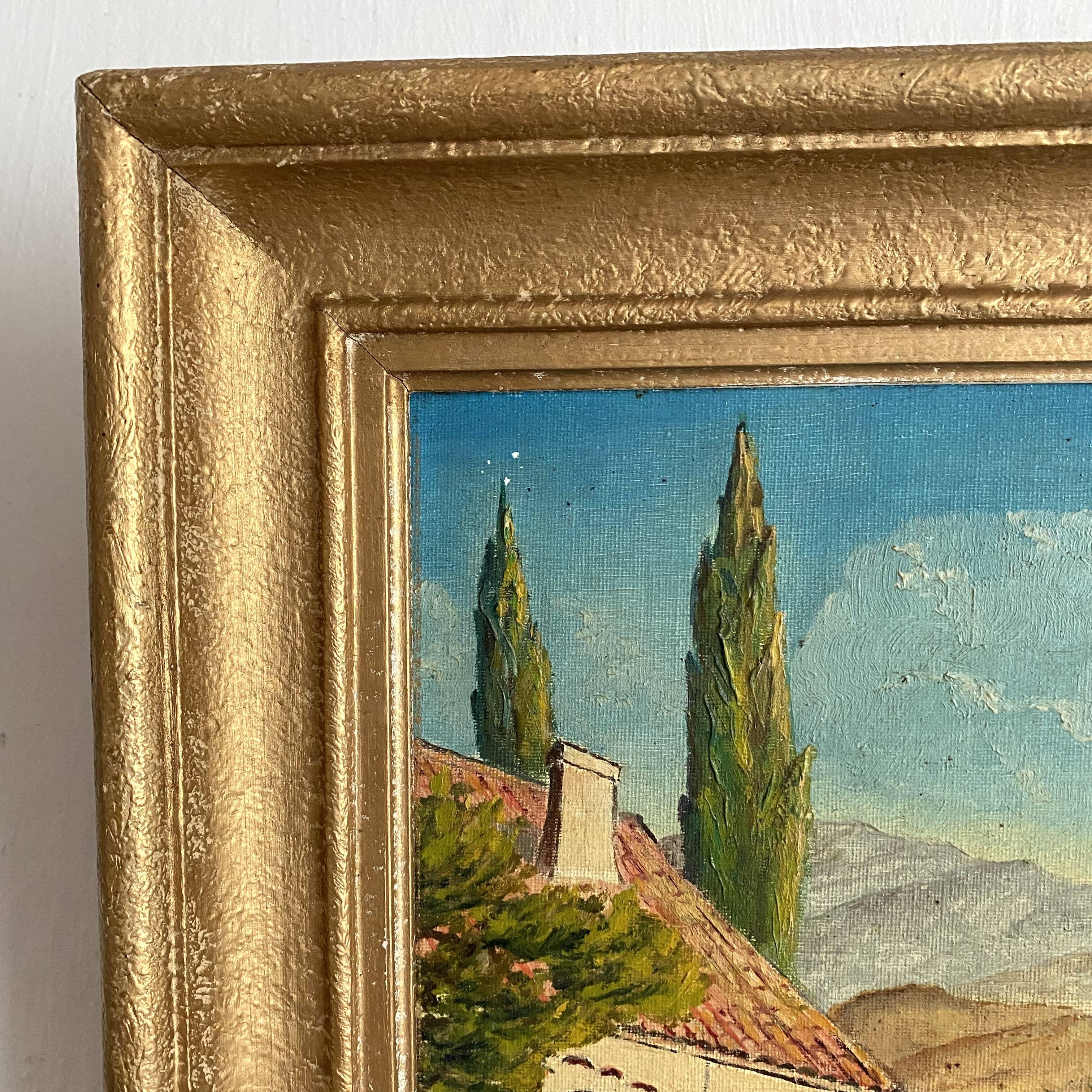 Seaside painting of the Mediterranean, oil on cardboard signed A. Alauzen.