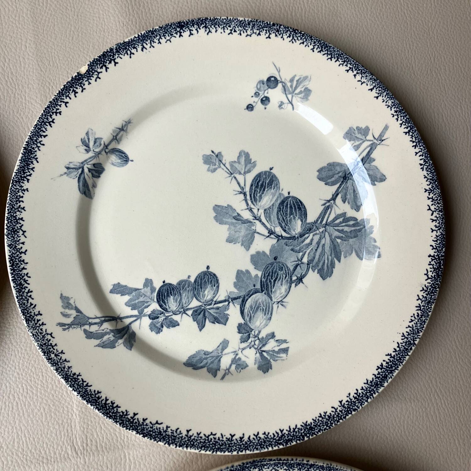 Lot de 4 assiettes plates Groseilles de Sarreguemines