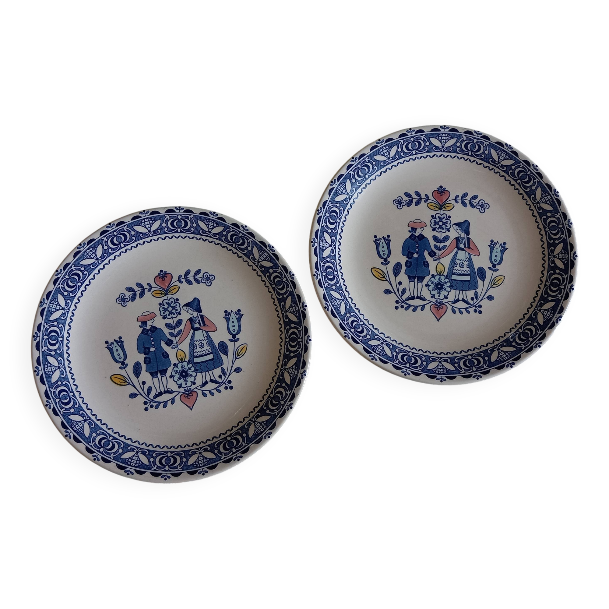 Pair of Johnson Brothers "Hearts & Flowers" dinner plates.