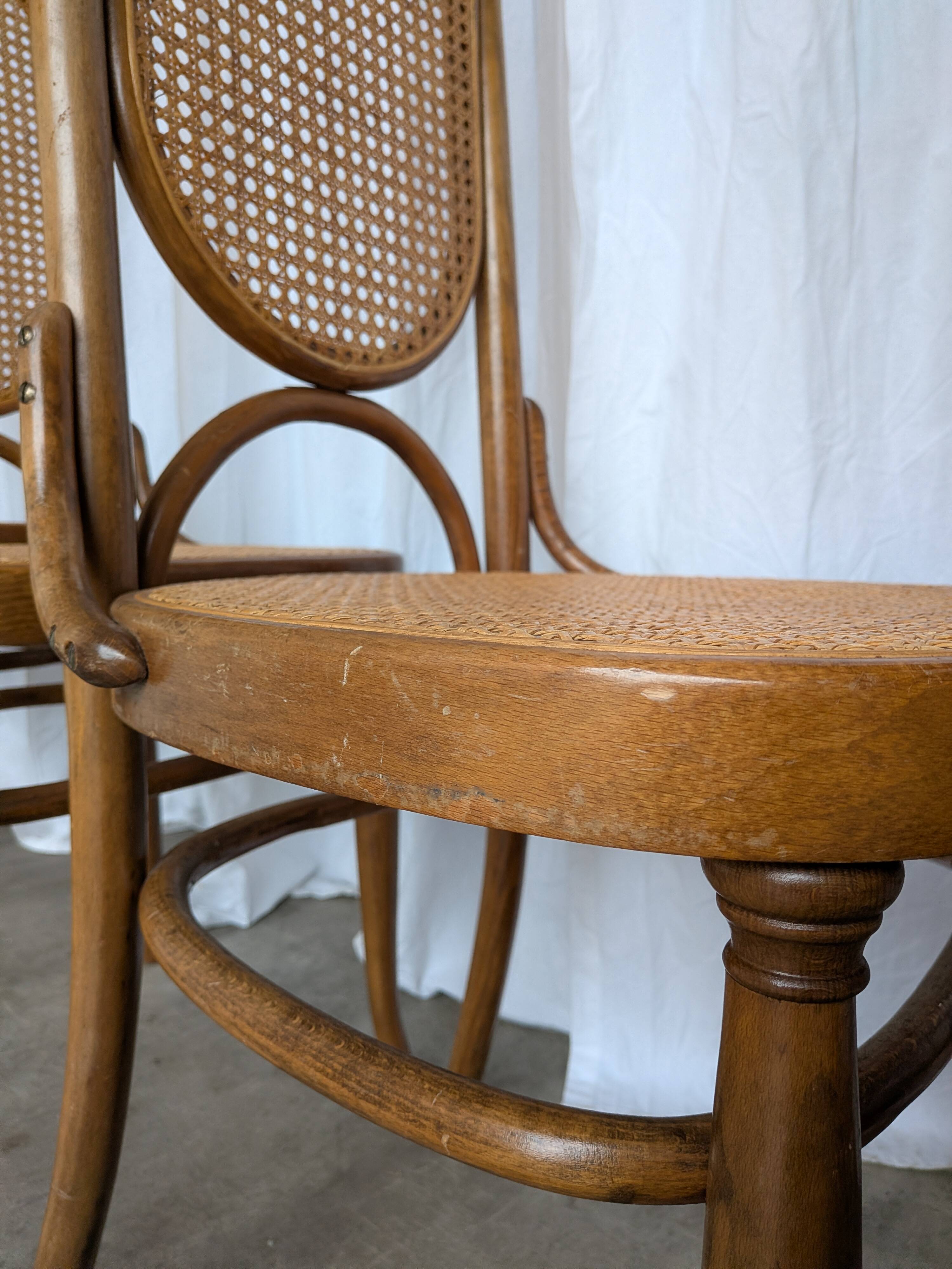 Set of 8 Vintage Bentwood Cane Dining Chair, Thonet Style, 1970s Yugoslavia