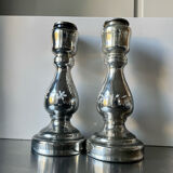 Pair of vintage mercury glass candleholders