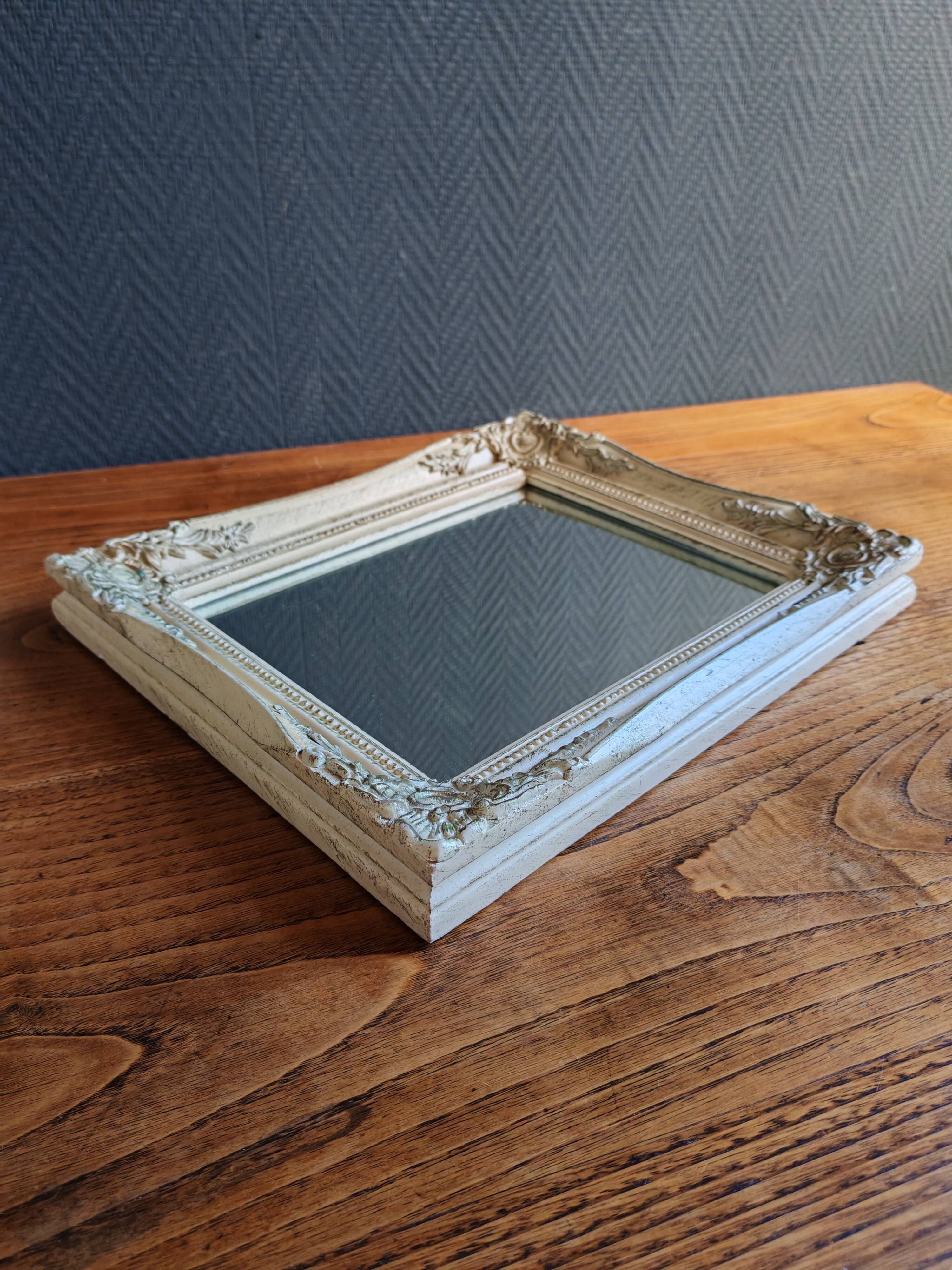 Vintage Rectangular Wall Mirror – Carved Solid Wood Frame