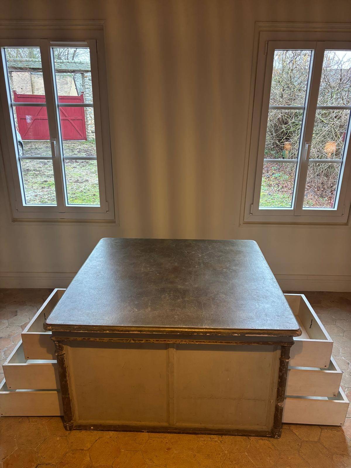 Old wooden workshop furniture – tabletop