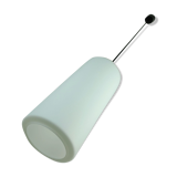 Glashuette Limburg pendant light white cylindrical glass shade and chrome 1970s - 2 available