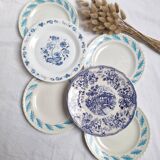 Assiettes plates bleu vintage