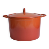 Grande casserole vintage ou cocotte en fonte émaillée orange