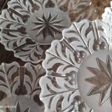 Set of 4 opaque glass bread plates snowflake