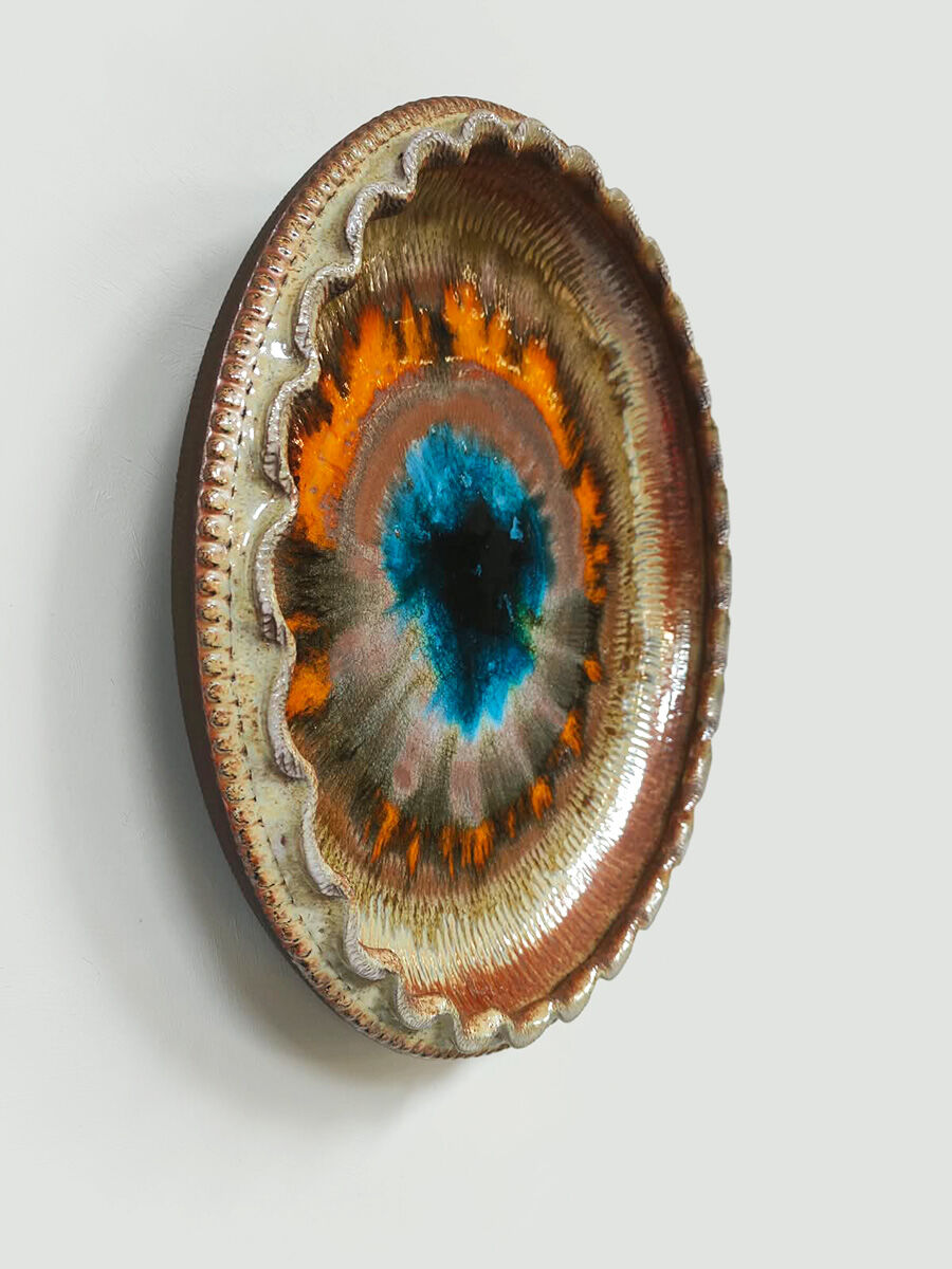 Vintage ceramic wall art bowl 'colorful fat lava'