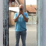 Rectangular mirror in old wood